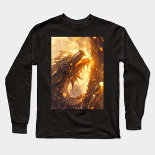 Golden Fire Dragon Ascension Art Long Sleeve T-Shirt